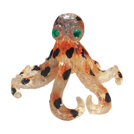 

Фігурка синьокільчастого восьминога Статуетка тварини Реалістичний вигляд Яскрава форма Восьминіг Смоляна прикраса Декорація для акваріума коричневий