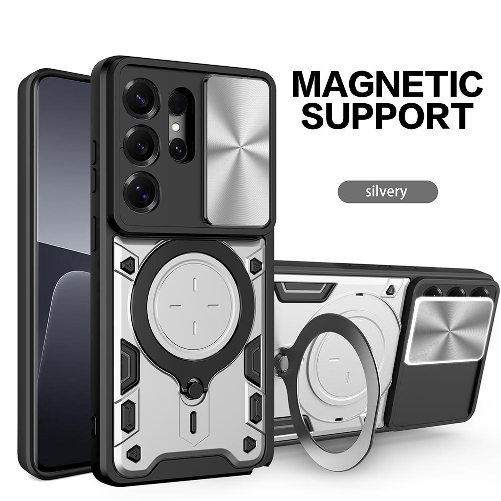 Magnetic Stand Funda for Samsung Galaxy S26 Ultra S25 Plus S24 FE S23 Case Slide Camera Full Protection Back Cover Capa