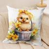 1Pc Easter Cute Little Chick Cushion Cover Soft Plush Pillow Cover Double-Sided Printed Sofa Cushion Summer Home Decor Gift