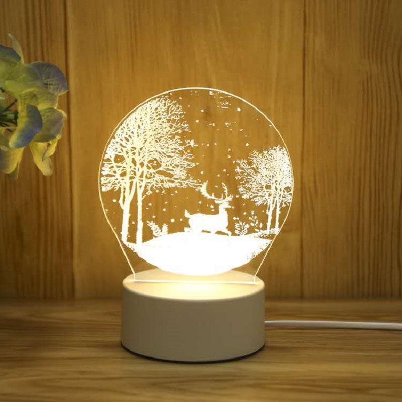 Creative 3D LED Night Light 7 Color Acrylic Veilleuse ABS Plastic Base LED Night Lamp for Children's Room Table Desk Use