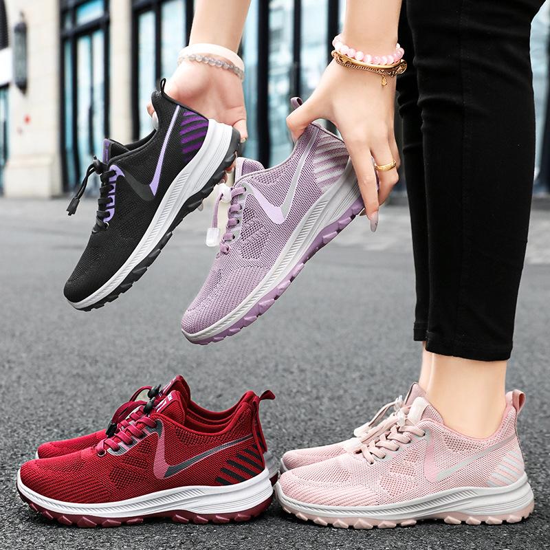 Women's shoes walking shoes new summer breathable mesh casual shoes outdoor shock absorption walking shoes thick sole simple sports shoes