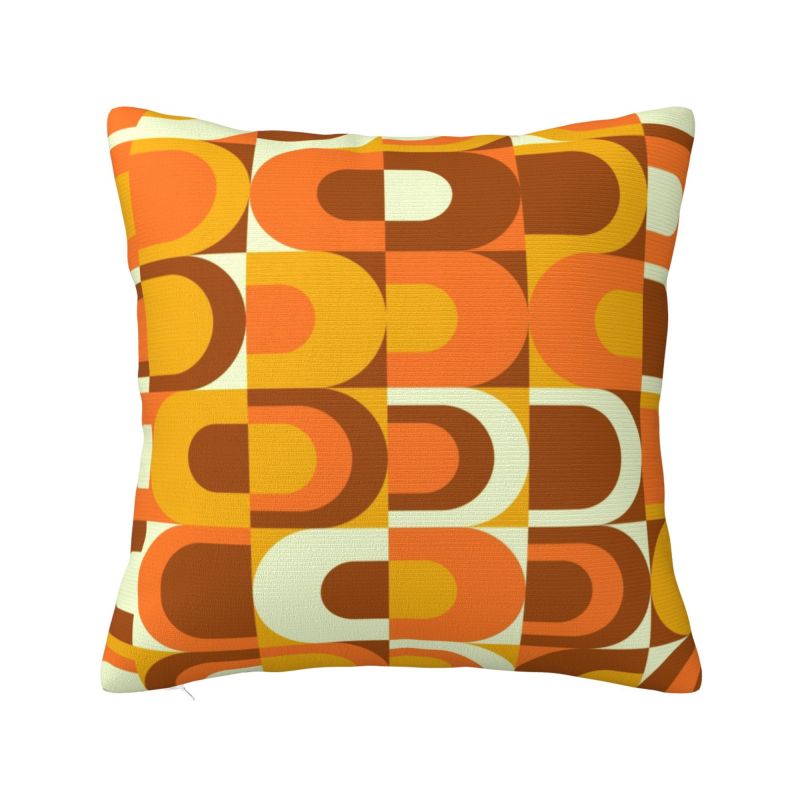 

Пользовательский узор 70-х годов Ретро Индустриальный Оранжевый и Темно-коричневый Наволочка Современный Геометрический Мягкий Скандинавский Подушка Гостиная 30x30cm 12x12in