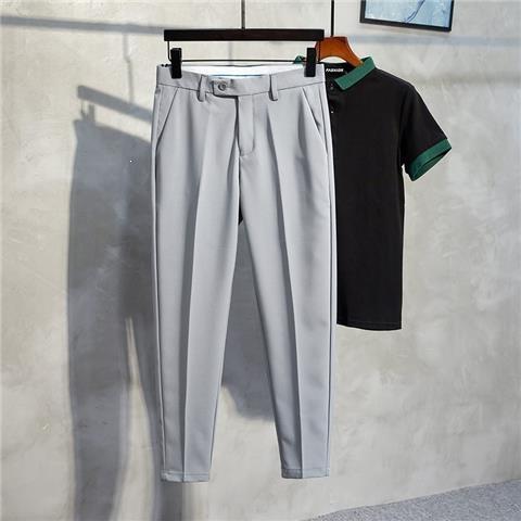 Trousers Men's Casual Slim Fit Nine Points Summer Style Drape Trend Light and Mature Style Professional Dress Suit Pants Regular Pants