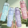 1PC Soft Faint Minimal Text Slogan Sketch Print 750ml Color Plastic Sports Water Bottle Leakproof Flip Straw Lid Suitable for Sports Office Home Use