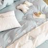 High-end, Fresh, 100-count Pure Cotton, Long-staple Cotton Four-piece Set, Cute Bear Embroidered Quilt Cover, Pure Cotton Bedding