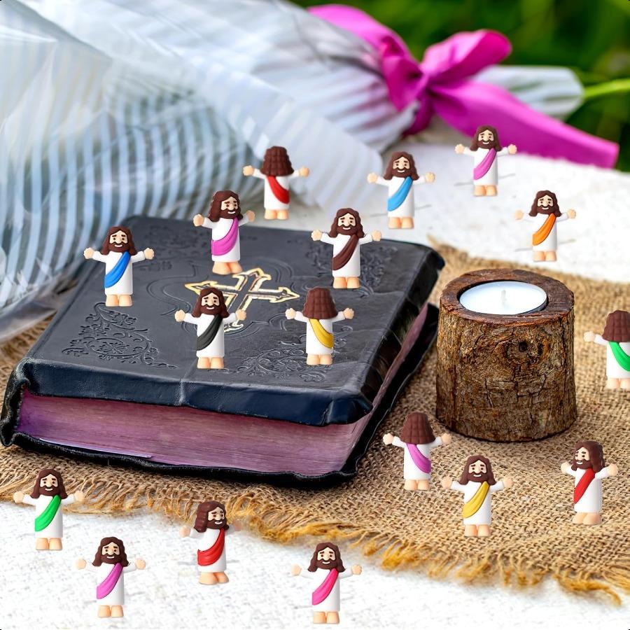 

100Pcs Mini Jesus Figurines in Bulk with Storage Bag Little Jesus Figures 100 Pack Pocket Size Jesus Mini Figure Religious Gift United States