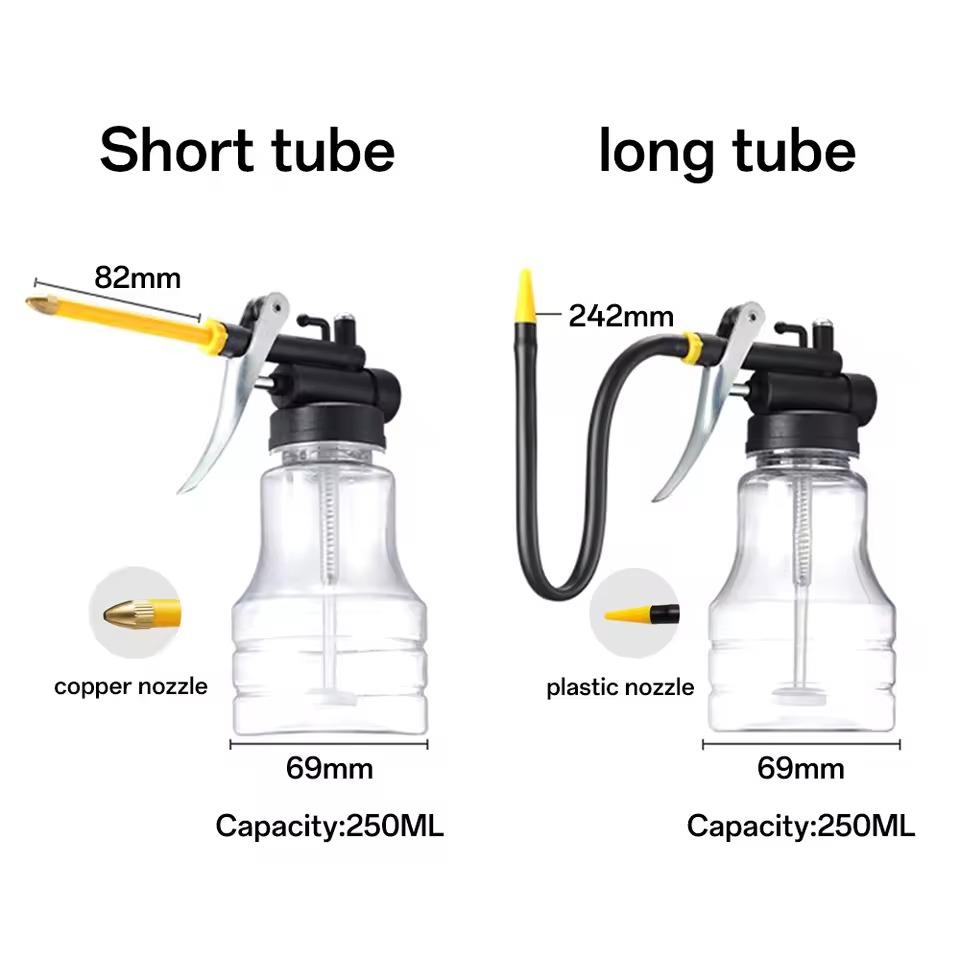 High Pressure Oiler Grease Flex Gun Oil Pump Cans 250ML Hand Tools Lubricator Clear Oil Can Transparent Plastic