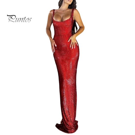 

Женское вечернее платье с глубоким вырезом, без рукавов, с пайетками, длиной до пола, облегающее однотонное платье макси для выпускного вечера, банкета, свадьбы, платья-футляра S красный