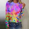 Blumenmalerei 3D-Druck T-Shirt Damenmode Lässig Übergroß Langarm T-Shirt Damenbekleidung Blumenoberteile Tees Tunika Mujer