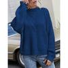 Plus Size, Plus Size Women's Casual Solid Color Jacquard Sweater - Loose Fit Long Sleeved Round Neck Pullover, Comfortable Fabric