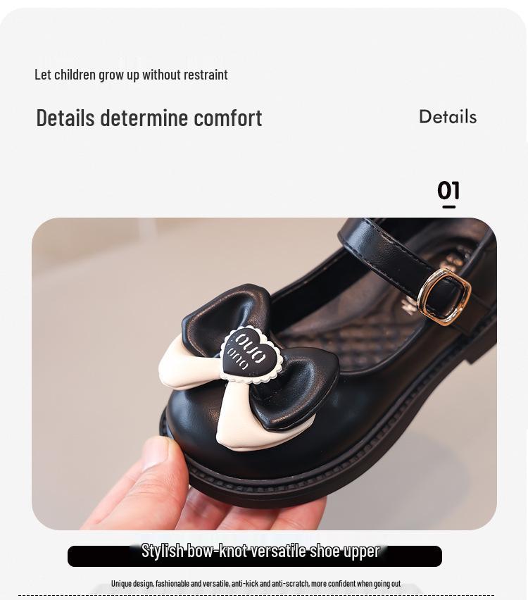 Girls' Leather Princess Shoes – Spring/Autumn, Soft Non-Slip Sole, Perfect for Performances (2025)
