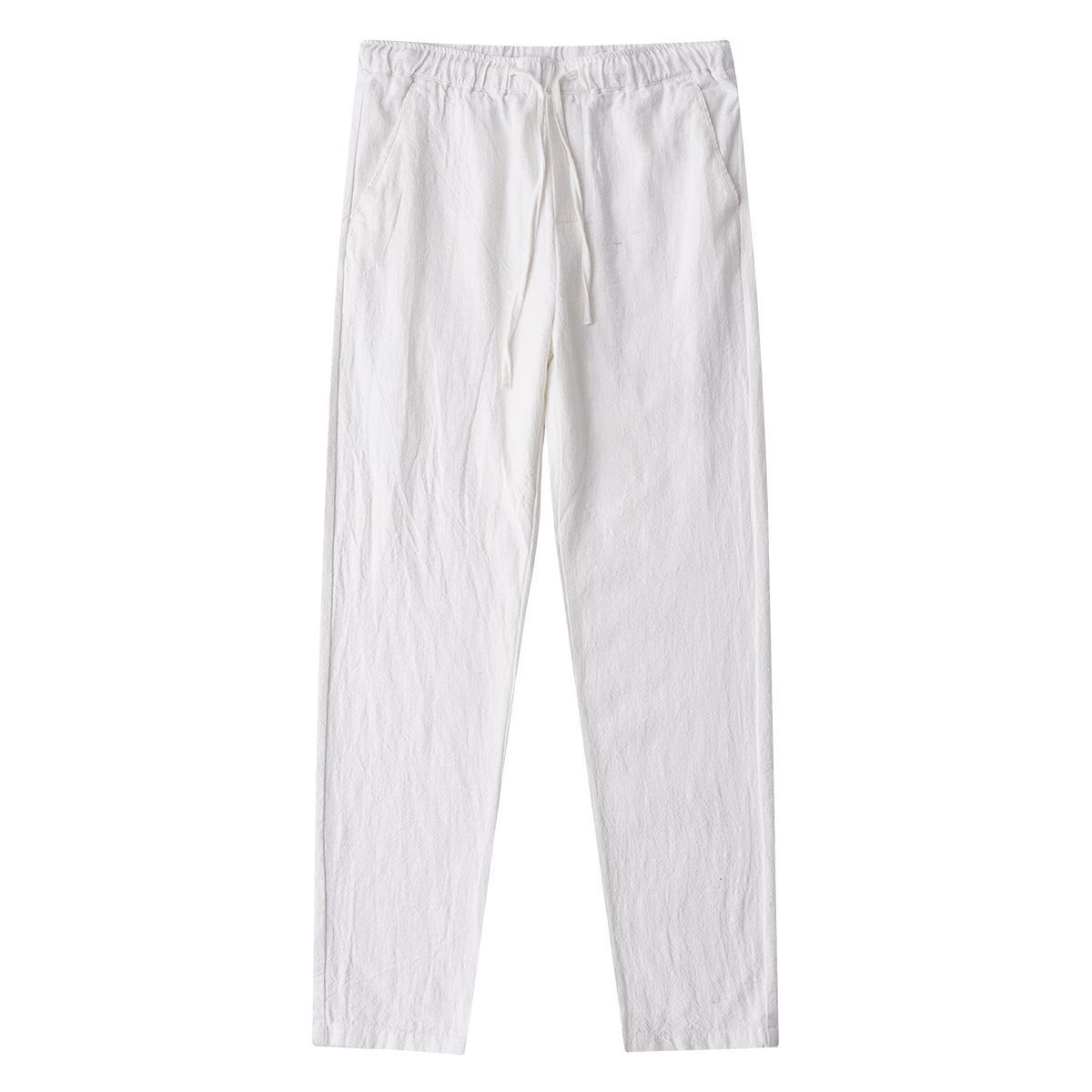 Casual Chino Pants Men Wide Leg Lightweight Baggy Cotton Sweatpants Walking Jogger Trousers Work XXXXL белый