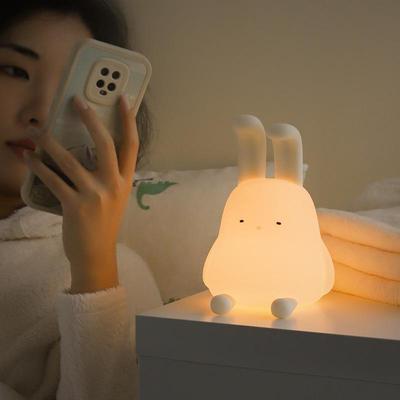 Sevimli Tavşan Ruh Hali Işığı Kısılabilir Led Yumuşak Gece Lambası Bebek Kız Arkadaş Hediyesi Çocuk Gece Işıkları Çocuk Odası Dekor Led Işıkları