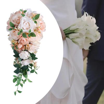 Bruidsboeket voor Bruid Bruidsmeisjes, Cascaderend Bruidsboeket, Waterval van Kunstbloemen