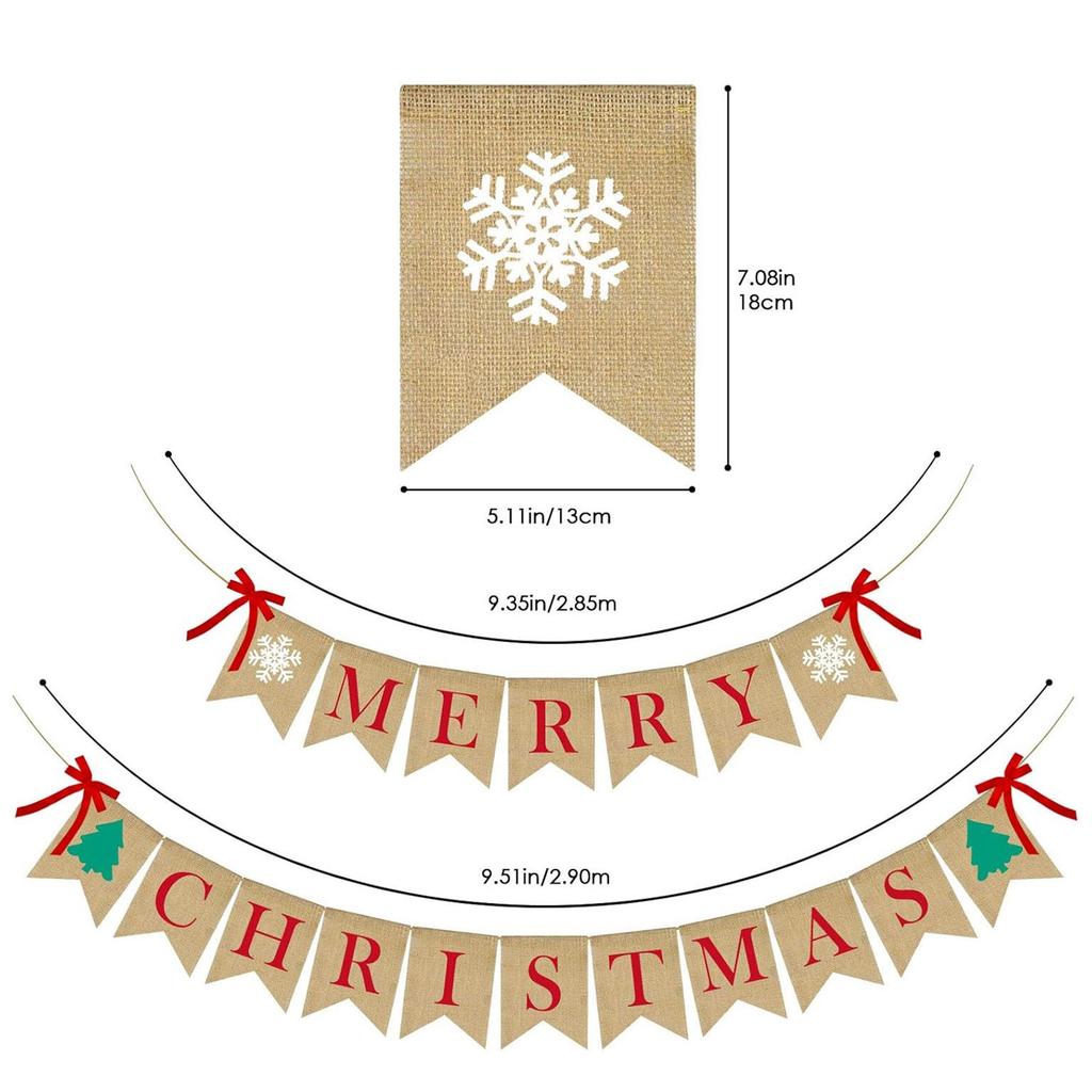 Merry Christmas Banner Christmas Sign Garlands Snowflake Christmas Tree Christmas Party Decorations Xmas Gift New Year