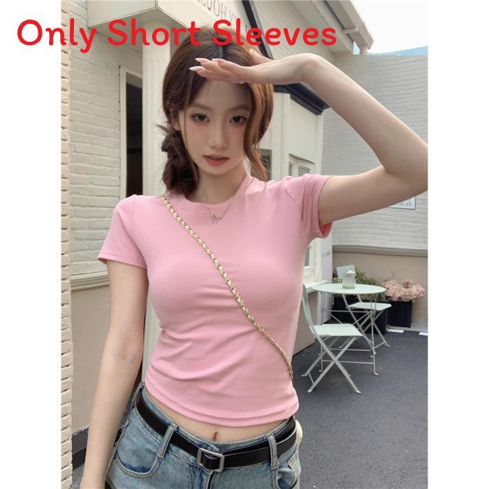 Plain Color Short Sleeve T Shirt For Women Summer Breathable Cotton Slim Fit Casual Top