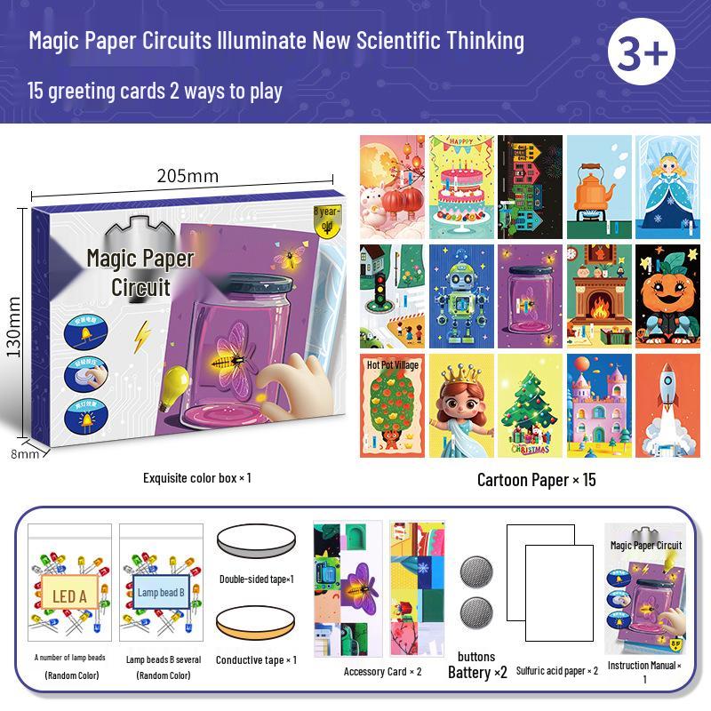DIY Magic Circuit Greeting Card Kit with 25 LED Bulbs - Educational Glow Craft for Kids