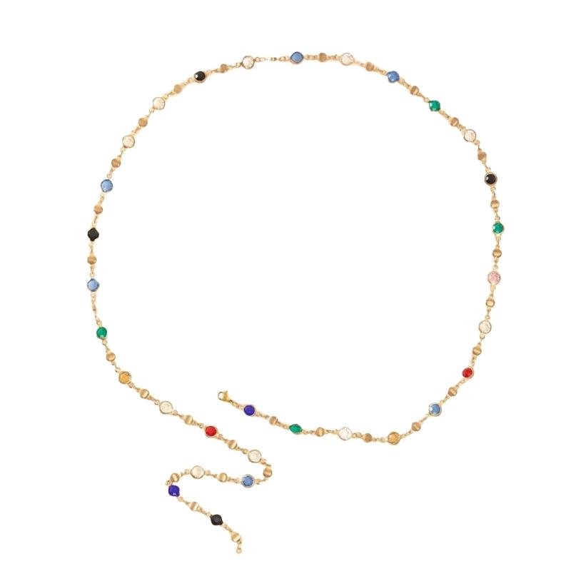 Colorful Crystal Necklace Rhinestones Long Y-Shaped Neckchain Bohemian Clavicle Chain Fashion Accessory for Women