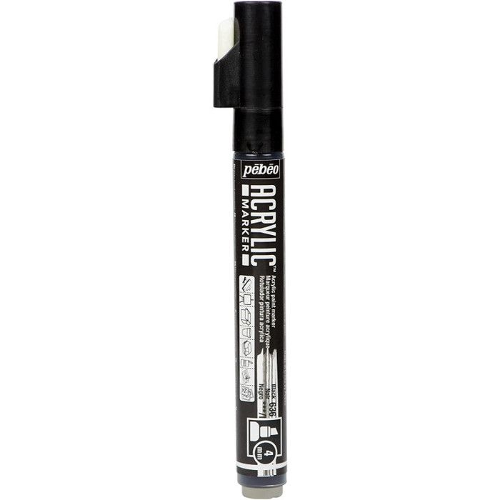Acrylic Paint Markers - PEBEO - Acrylic Marker - 4 Mm Chisel Tip - Black - Indelible
