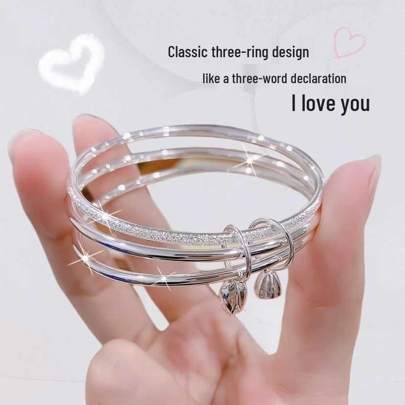 Three Lives Three Worlds Pure 9999 Sterling Silver Bracelet for Women - Young Style Gift for Girlfriend
