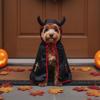 Halloween Haustierumhang mit Hörnerkapuze Teufel Zauberer Cosplay Kostüm Hunde Katzen Lustiger Party Verkleidungsumhang Foto Requisiten