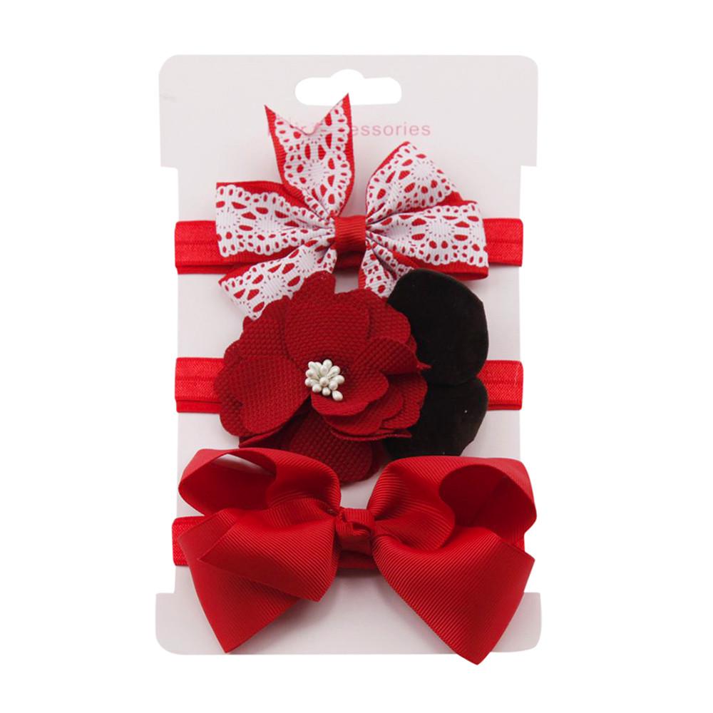 

Дитяча еластична пов язка для волосся з бантом для дівчаток із 3 предметів червоний