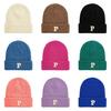 P Warm Letter Knitted Hat Solid Color Windproof Winter Cap Fashionable Gift