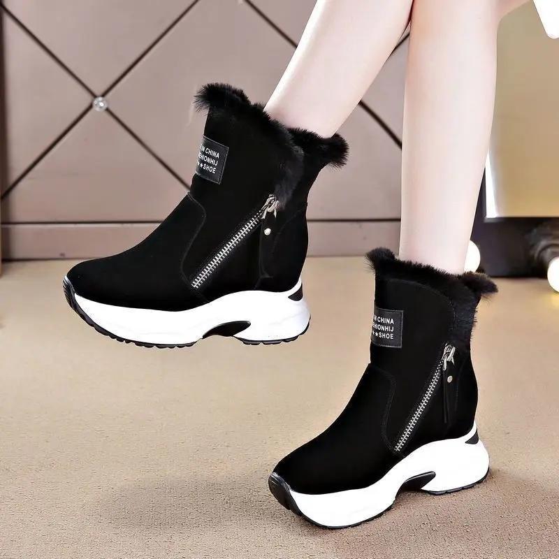 Shoes For Women Elegant With Medium Heels Womens Snow Boots Half High Tassel Black Mid Calf Gothic Trend 2024 Stylish Y2k
