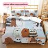 We Bare Bears Muster Bettwäsche Bettdecke Set Heimdekoration Geschenk (1 Bettbezug + 2 Kissenbezüge (ohne Füllung))