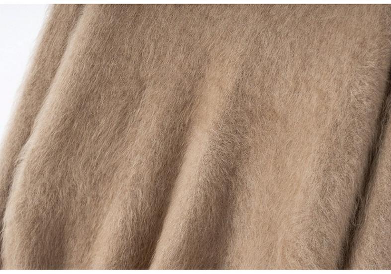 Kang Sai Ni Women's 100% Cashmere Long Brushed Sweater, Old Money Style Knitwear