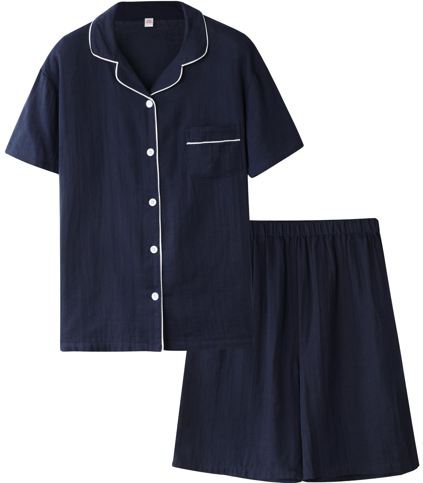 

short double front sweat gentle on the stylish [Hilltop Cloud] Women s pajamas, sleeves, summer, 100% cotton, loungewear, gauze, opening, loungewear,