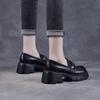 Spring 2024 new women's shoes versatile work small leather shoes thick soles increase height British style one pedal single shoes