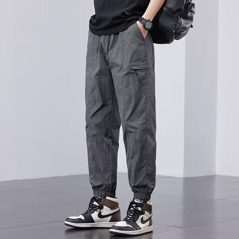 

Tie toe overalls men s summer new trendy brand ruffian handsome loose casual 4XL серый