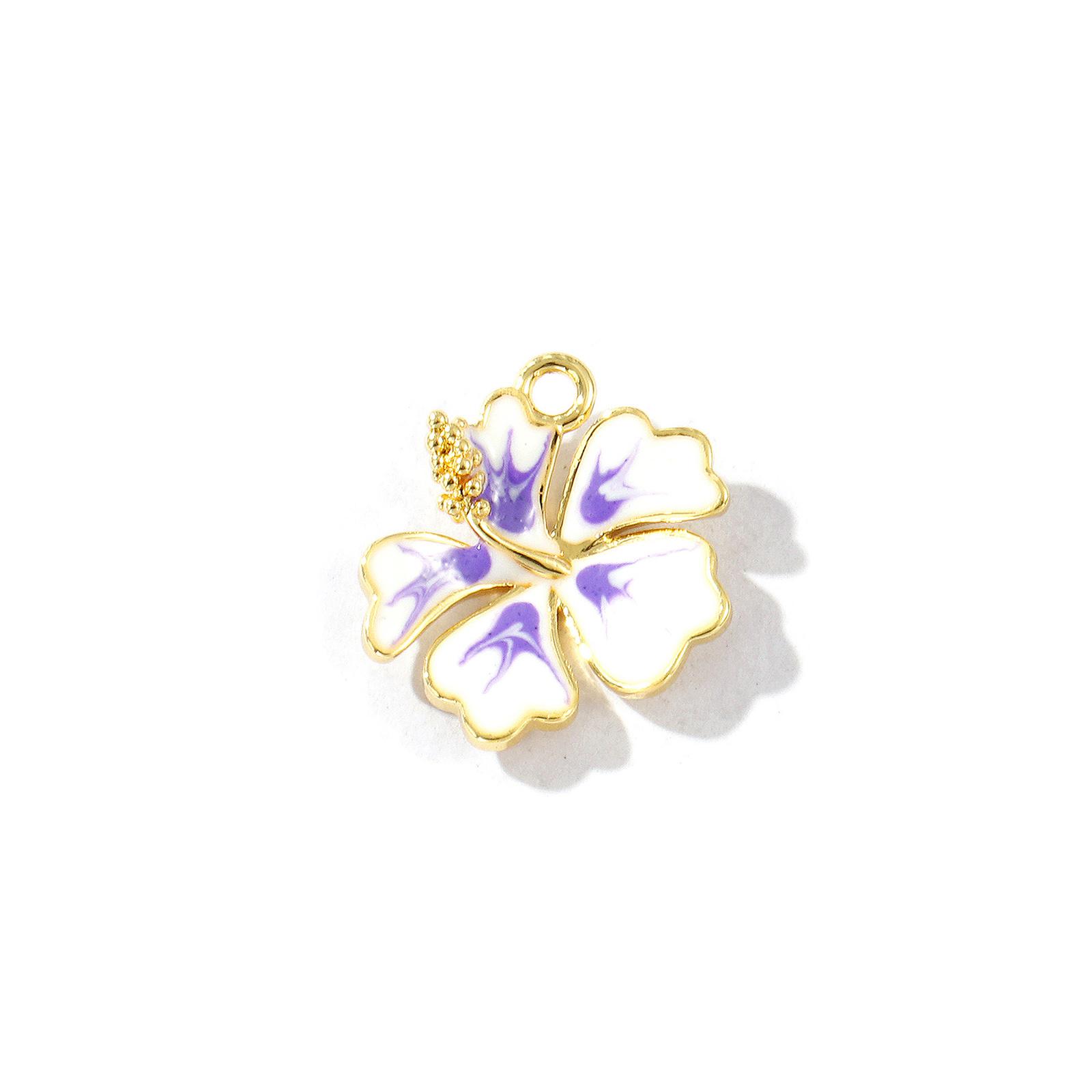

2 PCs Brass Flora Collection Charms 18K Gold Plated Enamel Flower Pendants For DIY Necklace Jewelry Making Findings 16mm x 15mm фиолетовый