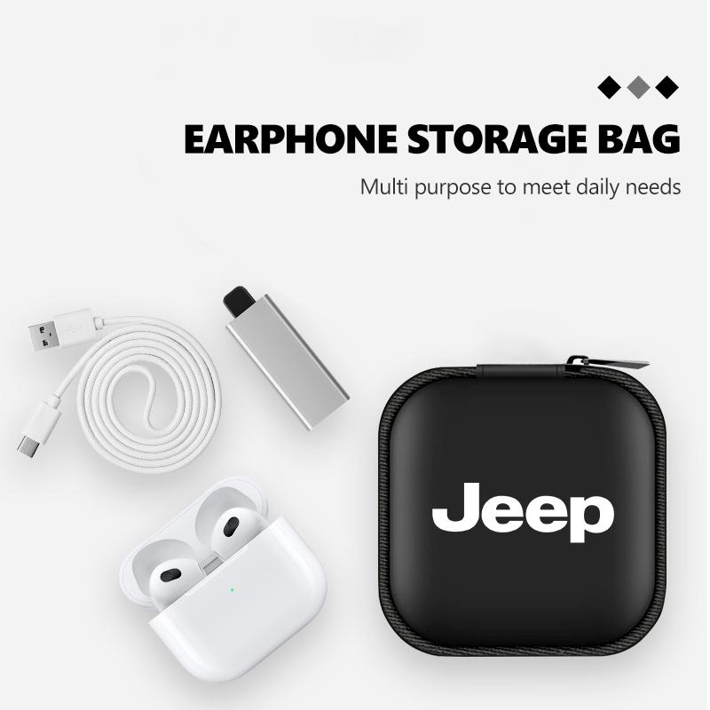 For Jeep Car Styling Digital Charger Headphone Storage Bag USB Data Cable Organizer Pouch Cherokee Wrangler JK Gladiator Compass AKQ1