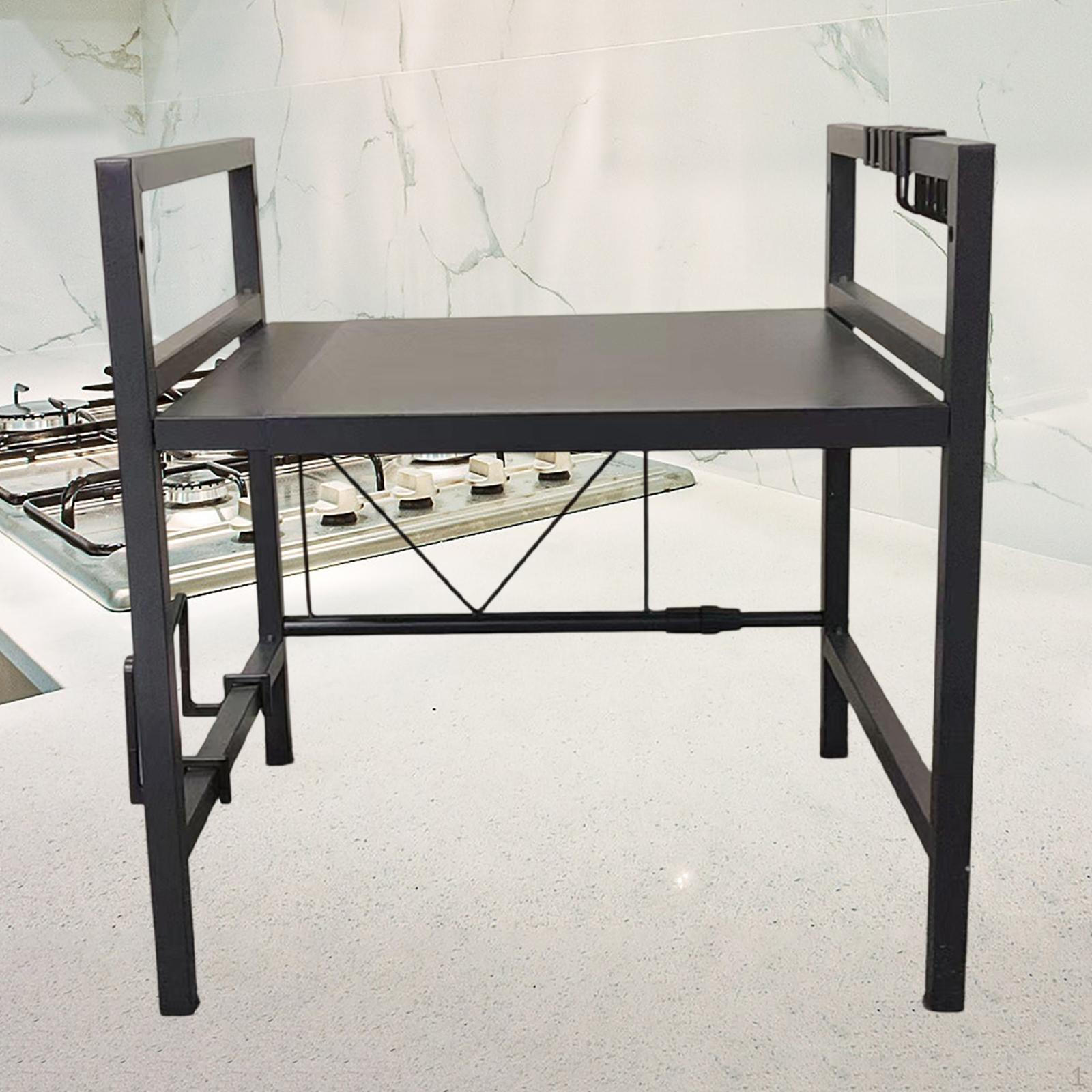 

Розсувна стійка для мікрохвильової печі, шафа пекаря, полиця для зберігання посуду для комори чорний