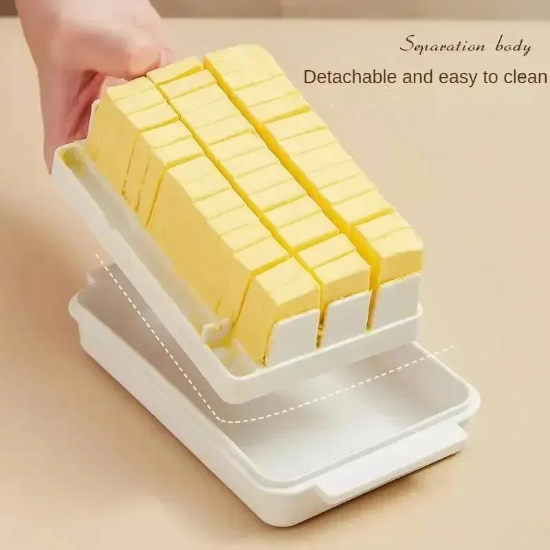 Transparent Lid Butter Partition Cutting Storage Box Butter Cheese Removable Washable Refrigerator Fresh-keeping Box