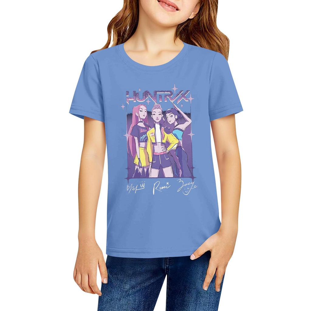Fashionable Round Neck Short Sleeve Work Clothes Printed Tops For KID Summer Tops