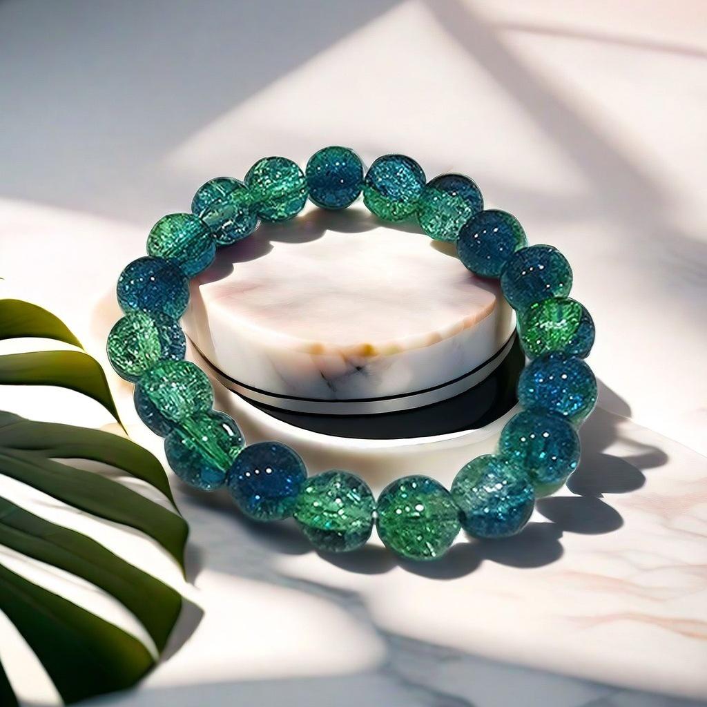 10mm Dopamine Jade Crushed Glass Bracelet: Women's Light Luxury Fidget Beaded Bracelet