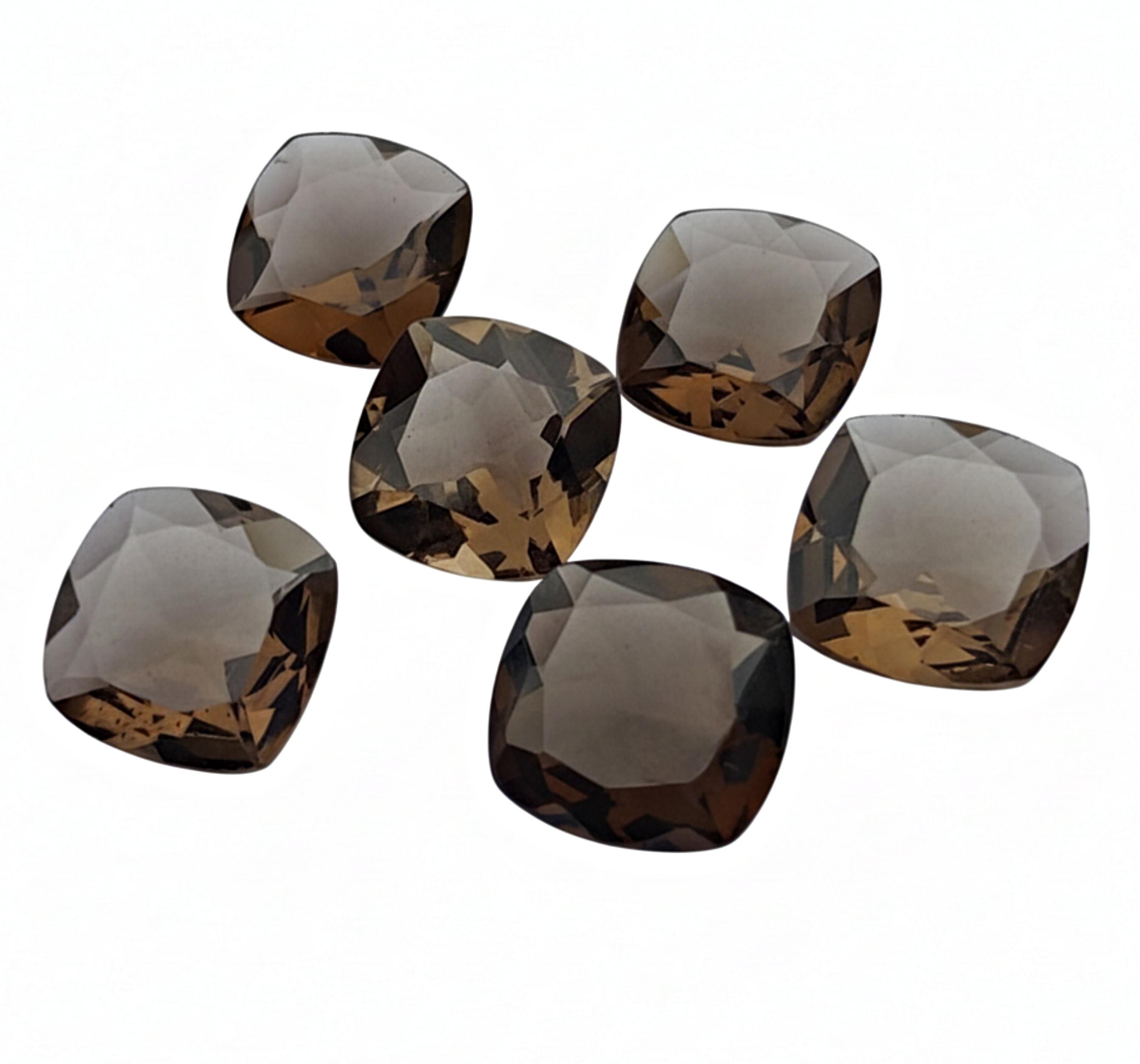 

Faceted Smoky Quartz Cushion Cut Gemstones - Checkerboard Cut Brown Smoky Quartz 5mm коричневий