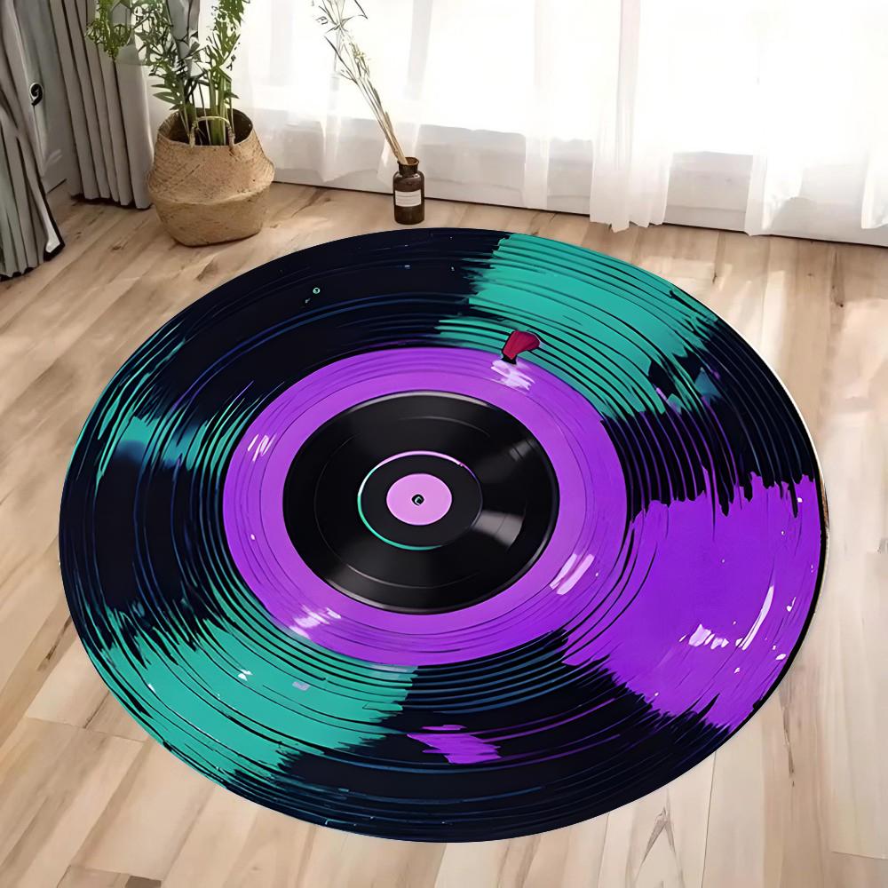 Record Printed Round Carpet Non Slip Circle Floor Rugs Children Bedroom Decor Home Living Room Sofa Coffee Table Washable Mat
