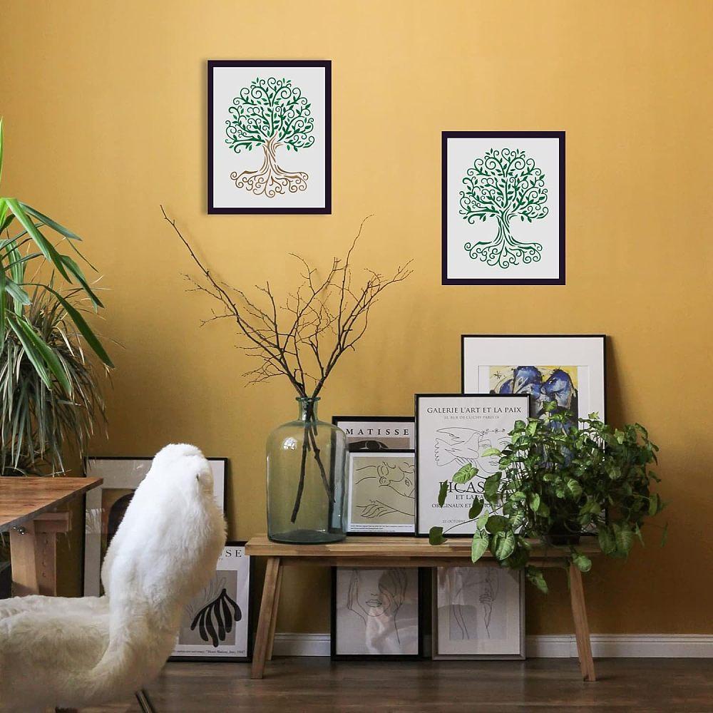 Große wiederverwendbare Kunststoff-Schablonen für Zeichnen und Malen auf Scrapbook, Stoff, Fliesen, Boden, Möbel, Holz, Rechteck, Baum-Muster