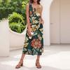 Women's Summer Casual Fashion Floral Print Sleeveless Button Casual Long Dress
