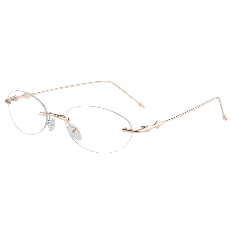 Women‘s Frameless Anti Blue Light Reading Glasses Unisex Ultra Lightweight and Fashionable Borderless Farsight Eyeglasses To+4.0