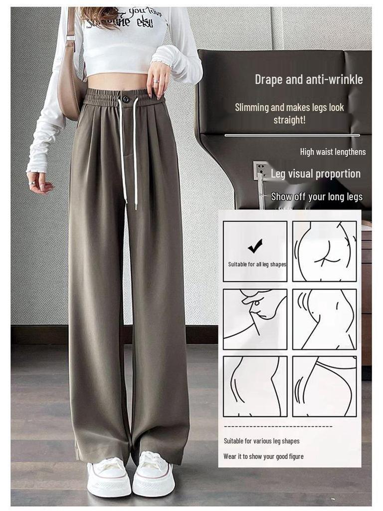 Ice-Feeling High-Waisted Slimming Wide-Leg Pants - Sun Protection, Spring/Summer 2026