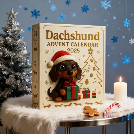 2025 Dakhund Adventskalender 24 Dagers Nedtellingskalender med 3D Akrylpynt Juletrepynt Unik Gave til Hundelskere