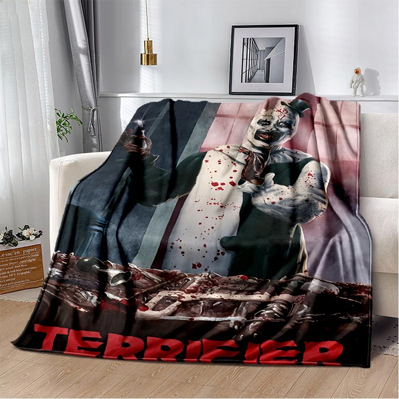 2026 New Style Terrifier 3 Horror Clown Movie Cartoon Soft Blankets,Throw Blanket Comfortable Blanket for Picnic Beds Sofa Home