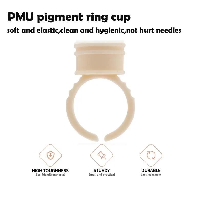 100pc Disposable Permanent Makeup Pigment Ring Cup Silicone Tattoo Ink Ring Holder Ring for Microblading Eyebrow Lip Pigment PMU