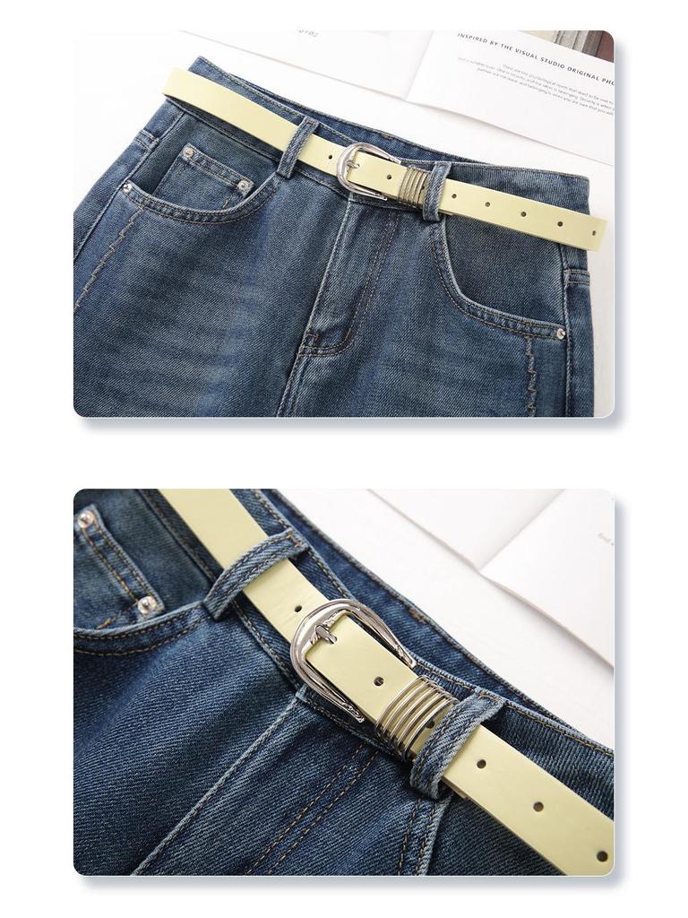 2025 Women's Yellow High Waist Straight Leg Jeans - Slimming, Cropped, Loose Fit for Spring/Autumn