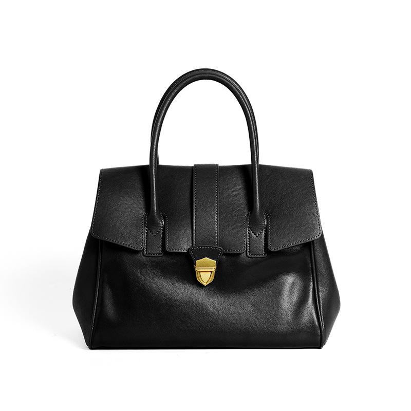 Autumn and winter leather high-end shoulder tote bag women's head layer vegetable tanned cowhide retro large-capacity portable briefcase